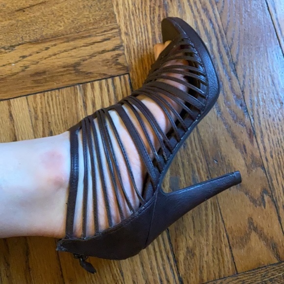 Zara brown strappy high heel platform Roman sandals - Picture 2 of 9